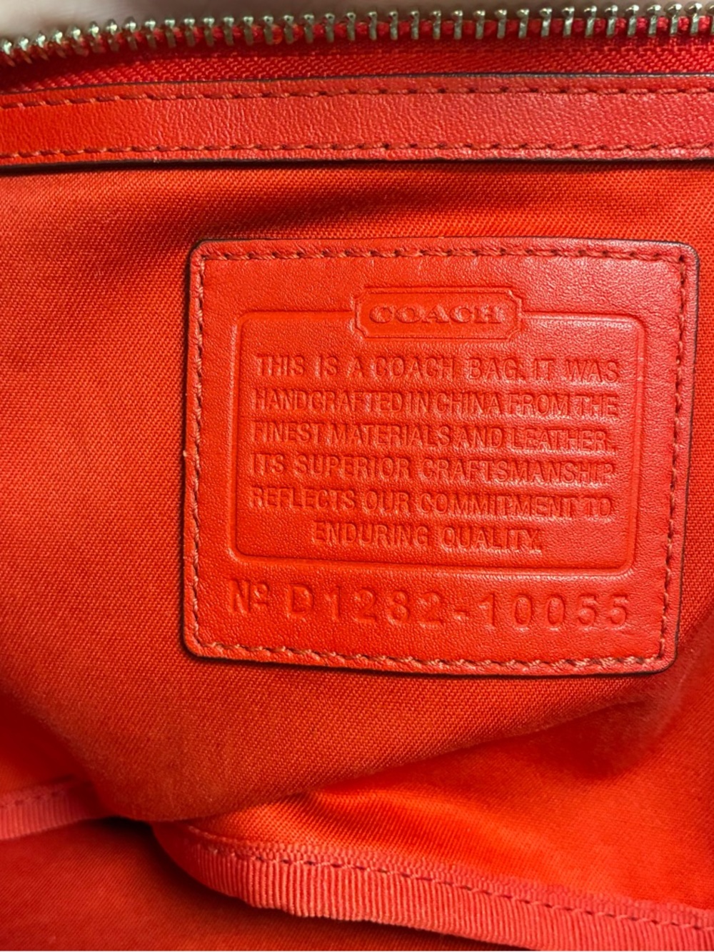 Coach Brown Signature Canvas Shoulder Bag with Red and Cream Stripe - Picture 4 of 8